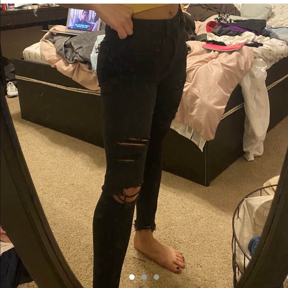 aeo black ripped jeans